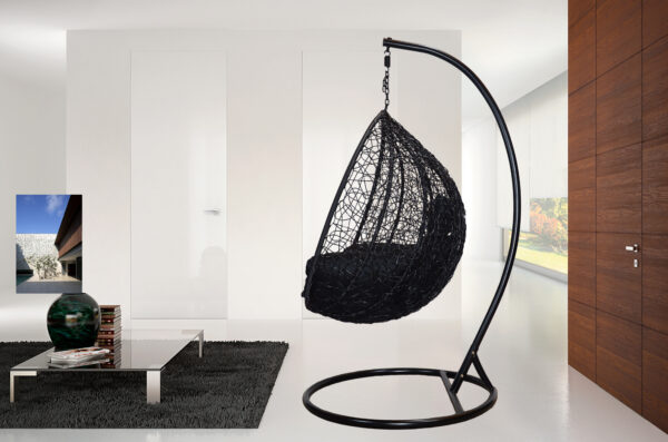 Bird Nest Swing Egg Chair Wicker Rattan Hammock Hanging Pod Seat-BLACK