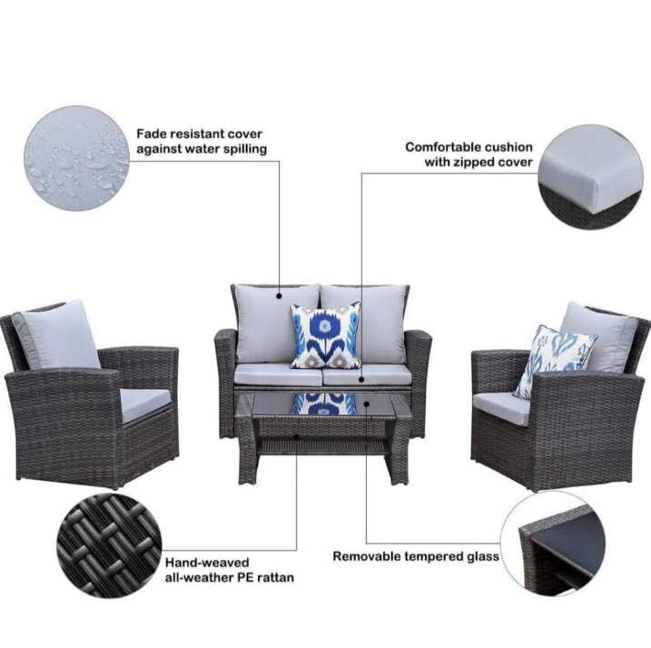 : Brand New Outdoor Furniture Lounge Dining Setting Rattan Wicker 4 Seater Sofa