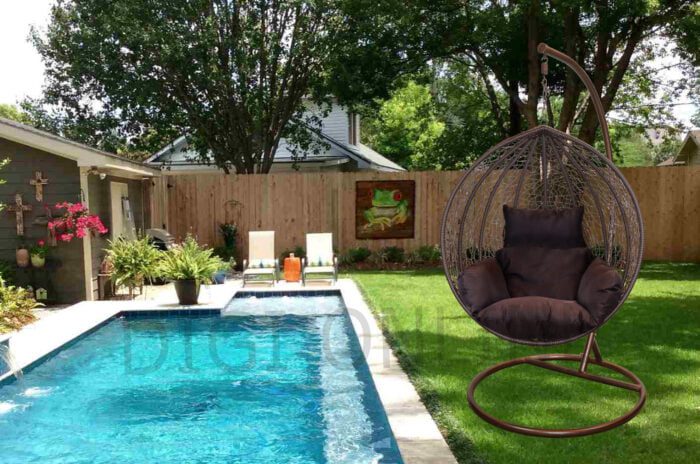 Bird Nest Swing Egg Chair Wicker Rattan Hammock Hanging Pod Seat- Brown - Image 3