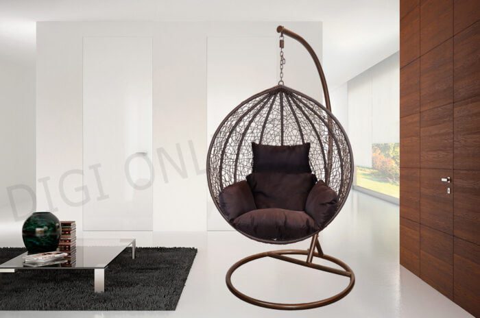 Bird Nest Swing Egg Chair Wicker Rattan Hammock Hanging Pod Seat- Brown