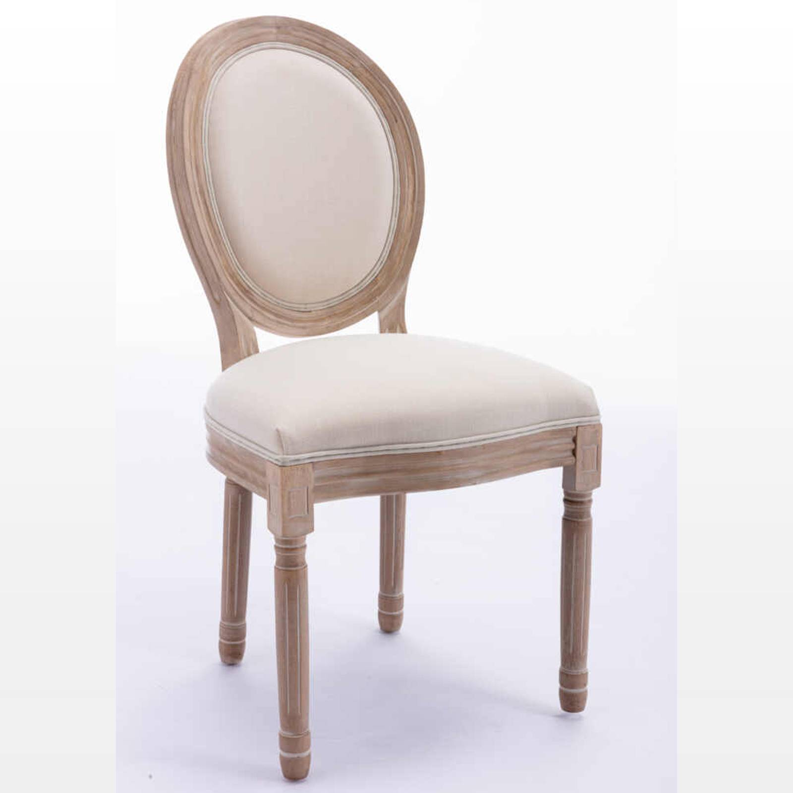 Antique French provincial Louis XVI style dining chair in natural oak