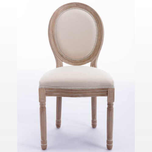 Louis French Provincial Upholstered Dining Chair – Grey With Oak Leg