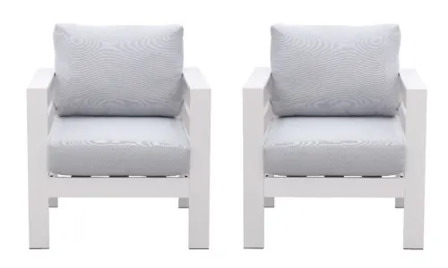 Hamilton Outdoor 1 Seater Aluminuim Sofa – White Frame (Set Of 2)