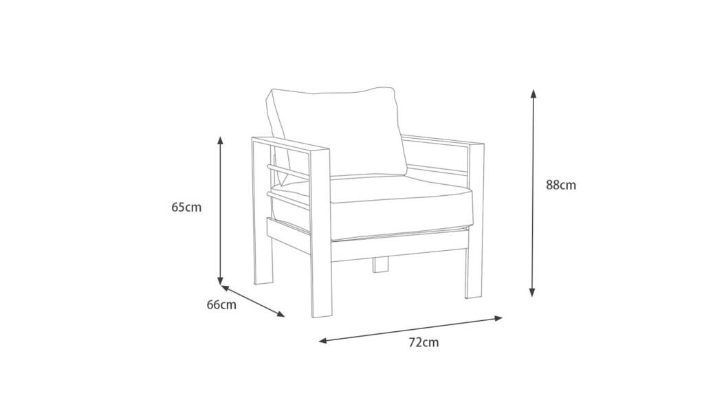 Single Seater Black Aluminium Outdoor Sofa Lounge Grey Cushion (Set of