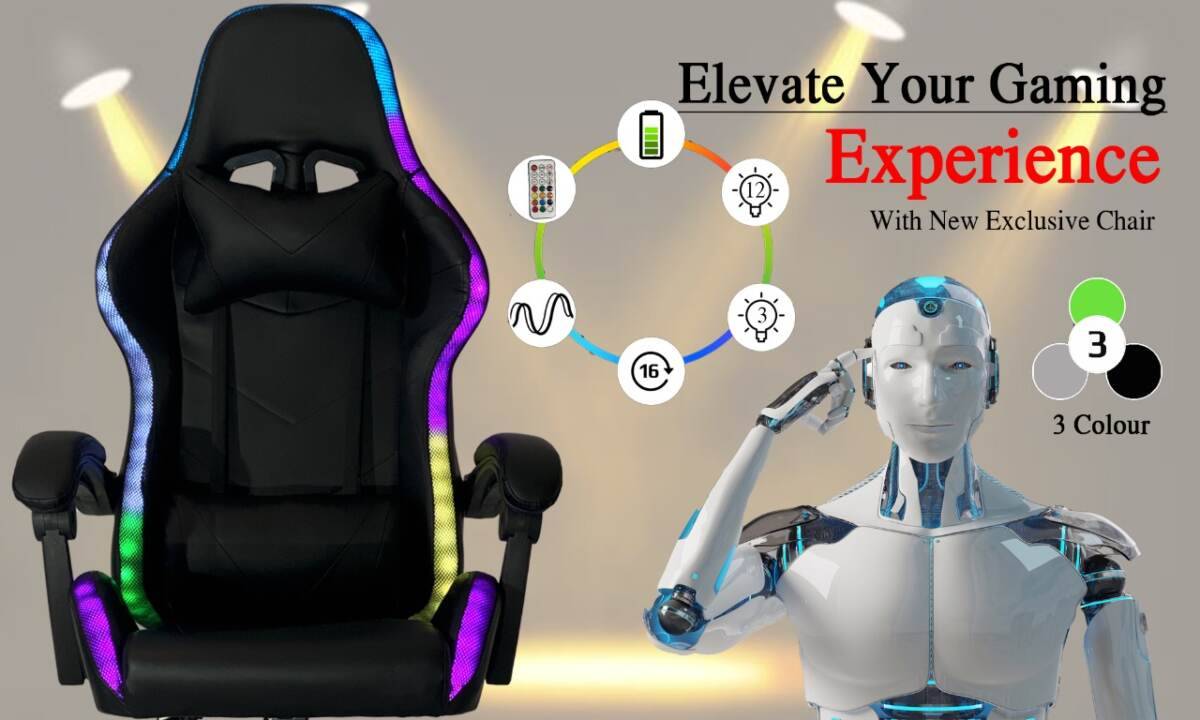 LED Gaming Chair- Silver | Perth Furniture and Fun