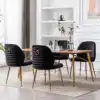 Black Velvet Dining Chair with Gold Legs