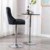 Zara Luxury Height Adjustable Swivel Bar Stool Velvet Stud With Footrest And Chromed Base - Black