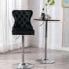 Zara Luxury Height Adjustable Swivel Bar Stool Velvet Stud With Footrest And Chromed Base - Black