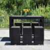 Outdoor 6-Seater Wicker Bar Set - Black Rattan