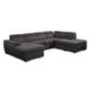 Veronica 6 Seater Lounge, Sofa Bed With Storage And Ottoman - Dark Grey Leather