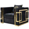 Amara Black Velvet Sofa Set Golden Frame 3seater3 Amara Golden Frame Sofa Set 3/2/1 Seater (All Black/Gold Back Cushion Included) - Black Velvet