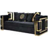 Amara Black Velvet Sofa Set Golden Frame 3seater4 Amara Golden Frame Sofa Set 3/2/1 Seater (All Black/Gold Back Cushion Included) - Black Velvet