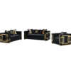 Amara Black Velvet Sofa Set Golden Frame 3seater6 Amara Golden Frame Sofa Set 3/2/1 Seater (All Black/Gold Back Cushion Included) - Black Velvet