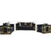 Amara Black Velvet Sofa Set Golden Frame 3seater8 Amara Golden Frame Sofa Set 3/2/1 Seater (All Black/Gold Back Cushion Included) - Black Velvet