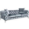 Victoria Royale Chesterfield Sofa Set 3/2/1 Seater - Grey Velvet