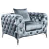 Victoria Royale Chesterfield Sofa Set 3/2/1 Seater - Grey Velvet