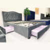 Velvet Dream Bed with 4 Storage Drawers Functionality-Dark Grey Velevt1
