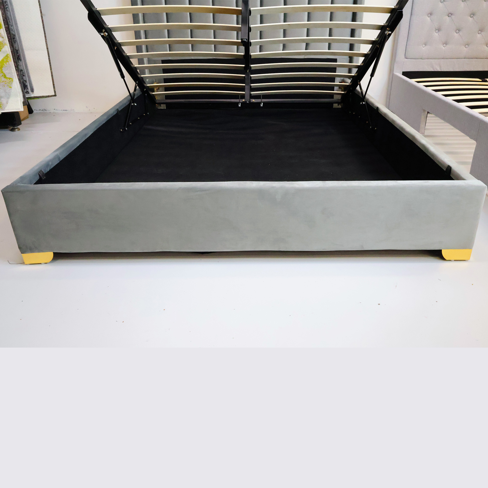 Velvet Dream Stylish bed with Smart Storage Gas Lift Bed-Grey4
