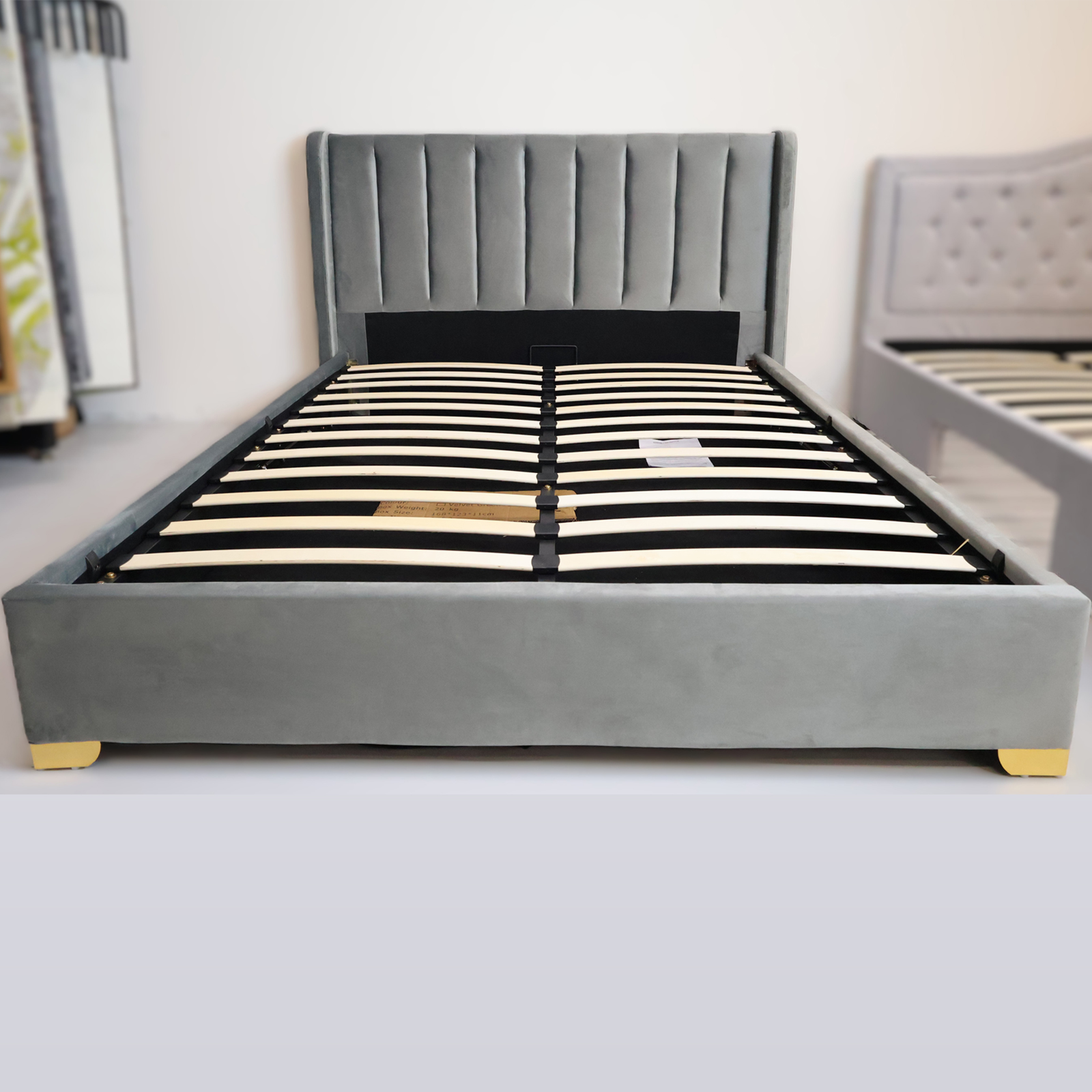 Velvet Dream Stylish bed with Smart Storage Gas Lift Bed-Grey5