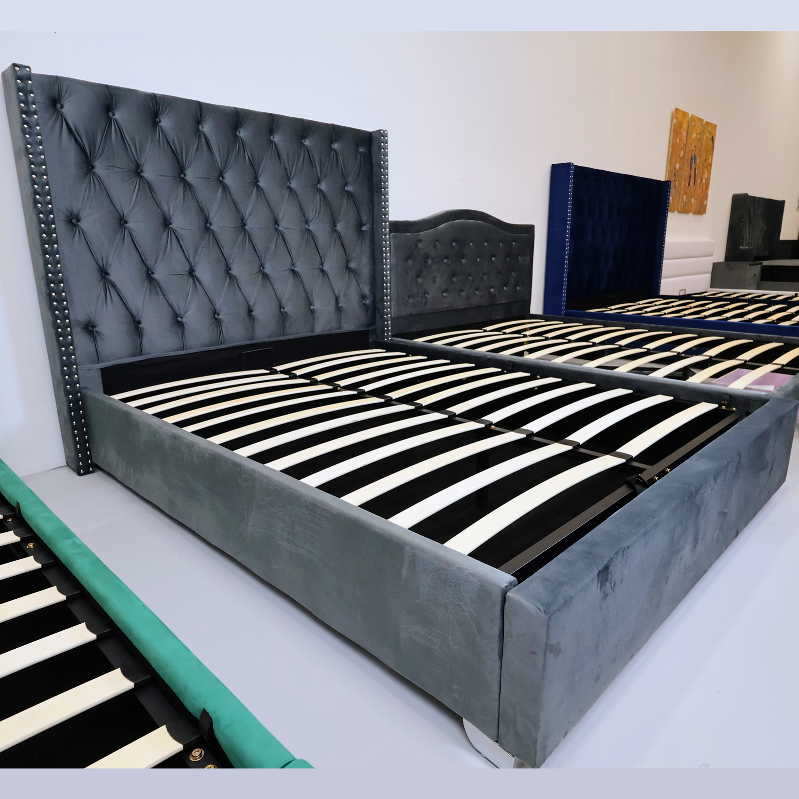 Royal Plush Bed Frame with Smart Storage Gas Lift Bed -Grey2 Royal Plush Bed Frame With Smart Storage : Gas Lift Bed - Grey