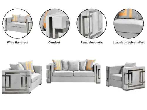 3 2 1 seater grey velvet lounge set in Perth WA