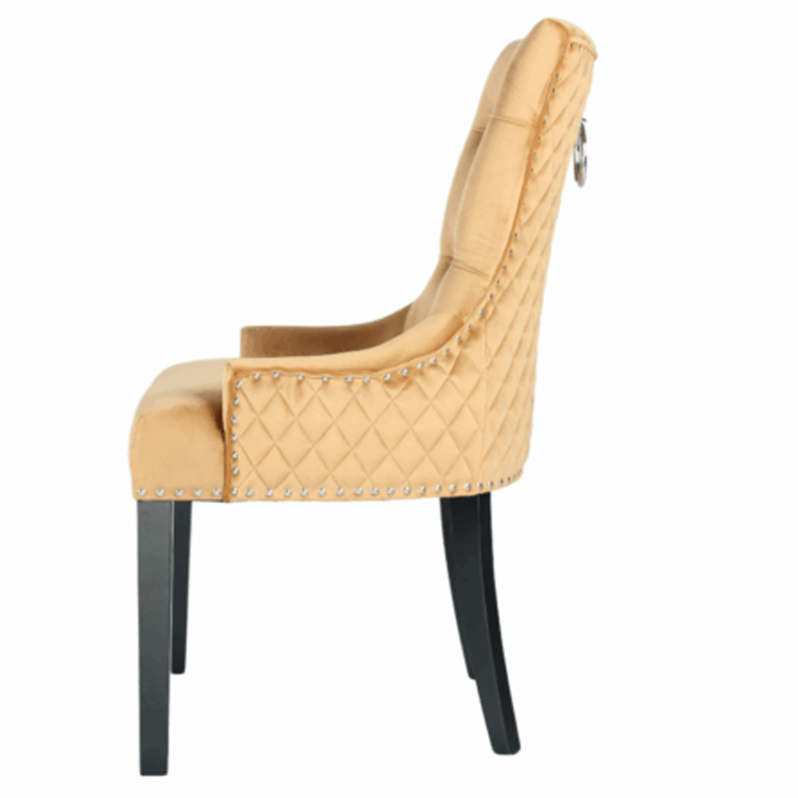 Zara French Luxury Provincial Accent Dinning Chair Black Solid Wood Legs - Tan Brown Velvet