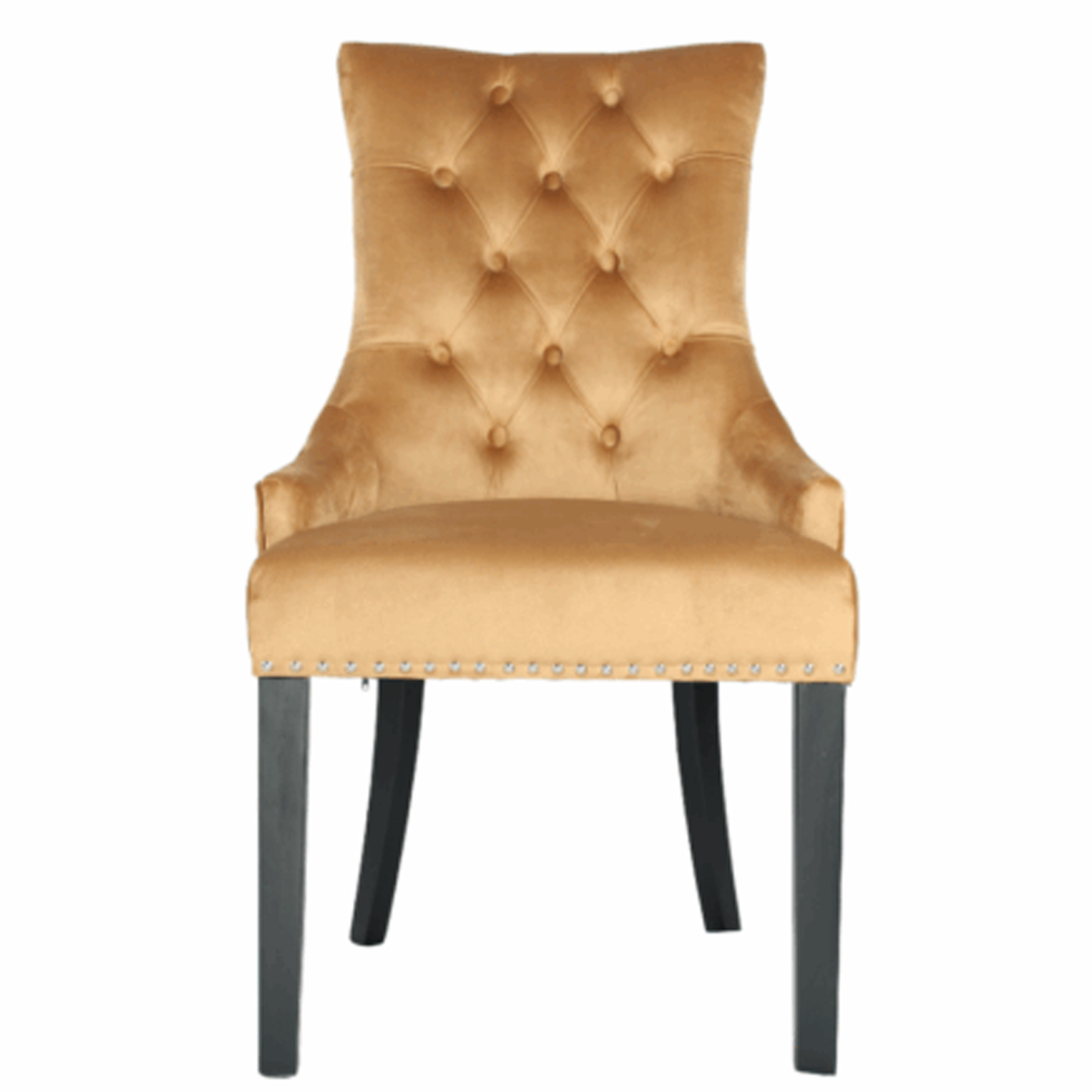 Zara French Luxury Provincial Accent Dinning Chair Black Solid Wood Legs - Tan Brown Velvet