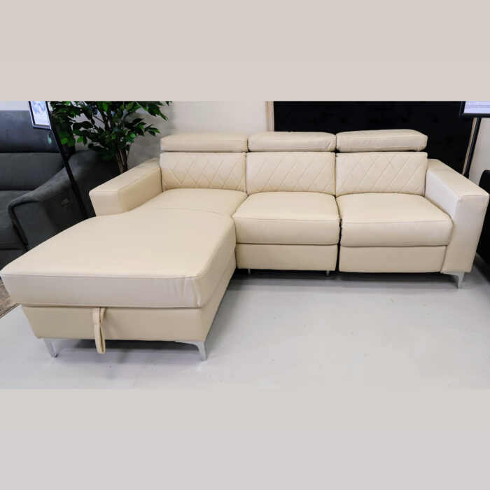 Zoe Luxurious 3-Seater Sofa Chaise with Storage, Electric Recliner, and USB Port Genuine Leather
