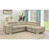 Vivo 7 Seater L shape Lounge with Pull out Sofa Bed + Stool + Storage Ottoman - Cream