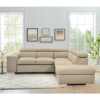 Vivo 7 Seater L shape Lounge with Pull out Sofa Bed + Stool + Storage Ottoman - Cream