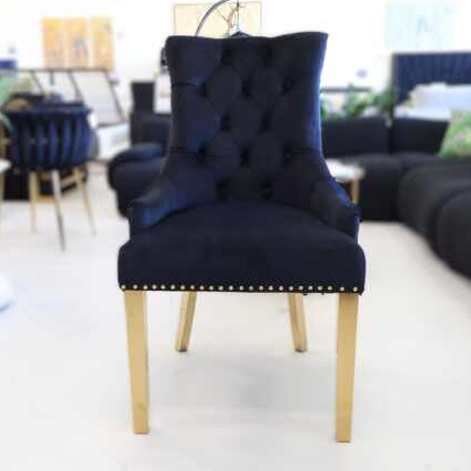 Zara French Luxury Provincial Accent Dinning Chair Gold Legs Velvet Model3