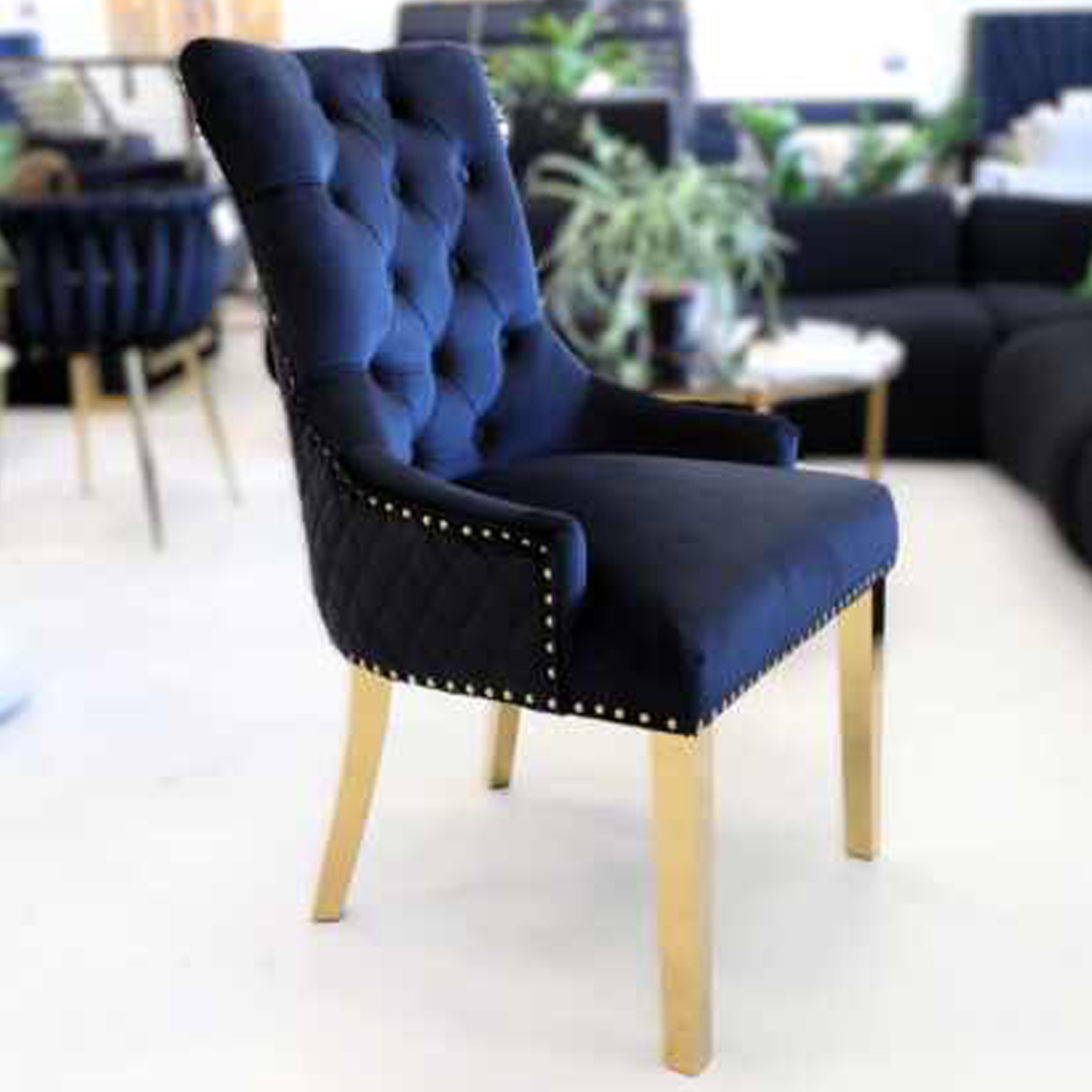 Zara French Luxury Provincial Accent Dinning Chair Gold Legs Velvet Model4