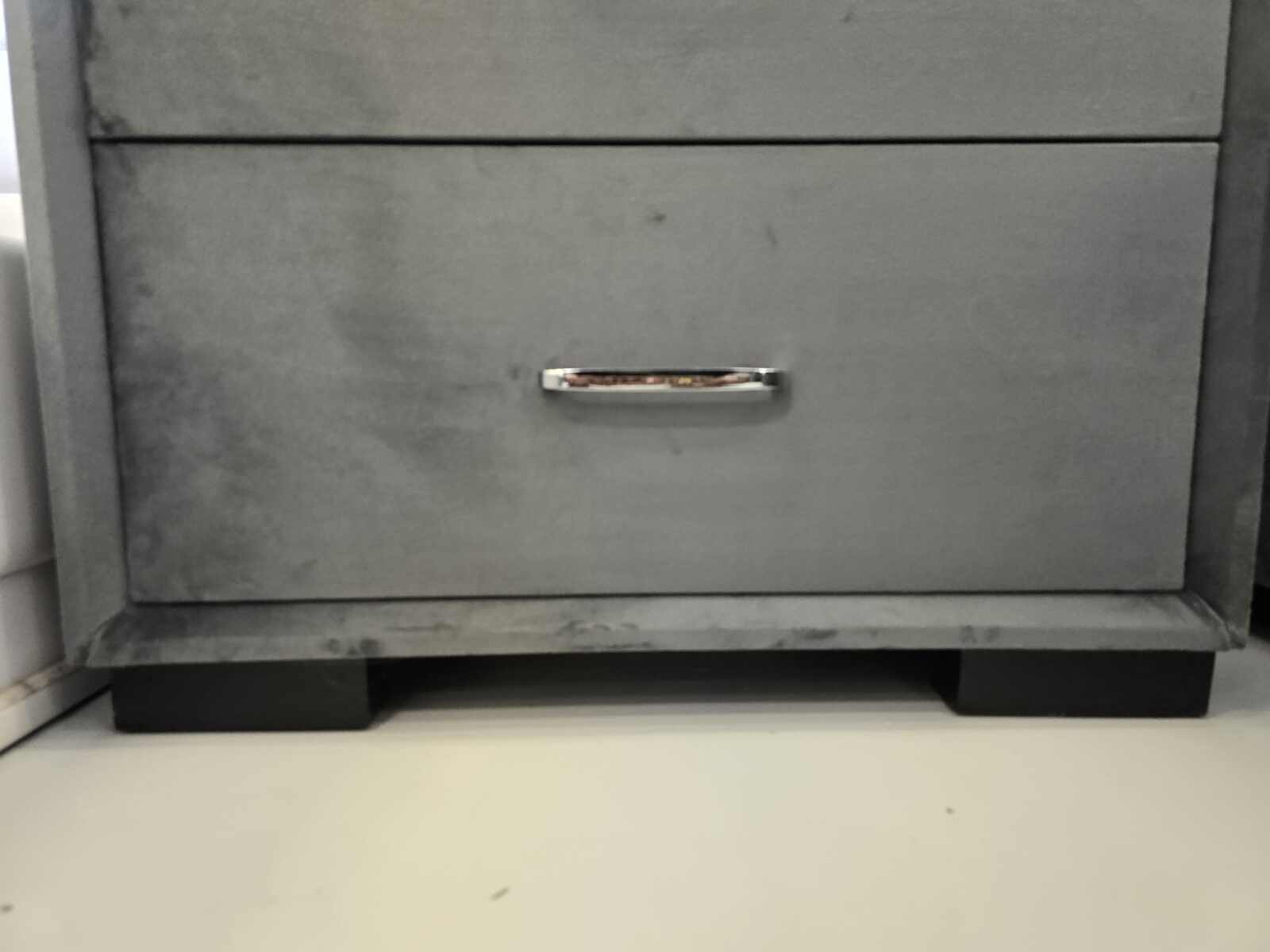 20250615_130925 Grey Velvet 2-Drawer Bedside Table – Modern Elegance with Storage