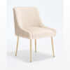 Elara Modern Velvet Accent Side Chair with Pleated Back Pull Handle Cream With Gold Legs1 Elara Modern Velvet Accent Side Chair With Pleated Back, Pull Handle - Cream With Gold Legs