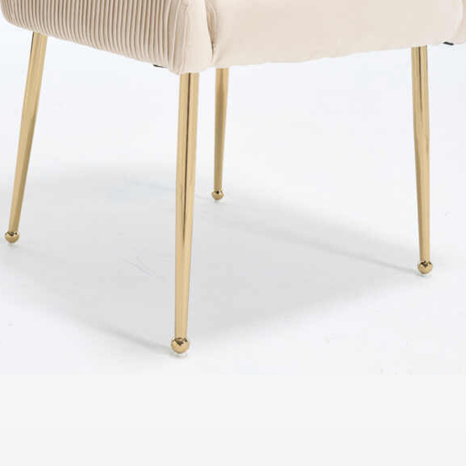 Elara Modern Velvet Accent Side Chair with Pleated Back Pull Handle Cream With Gold Legs2 Elara Modern Velvet Accent Side Chair With Pleated Back, Pull Handle - Cream With Gold Legs
