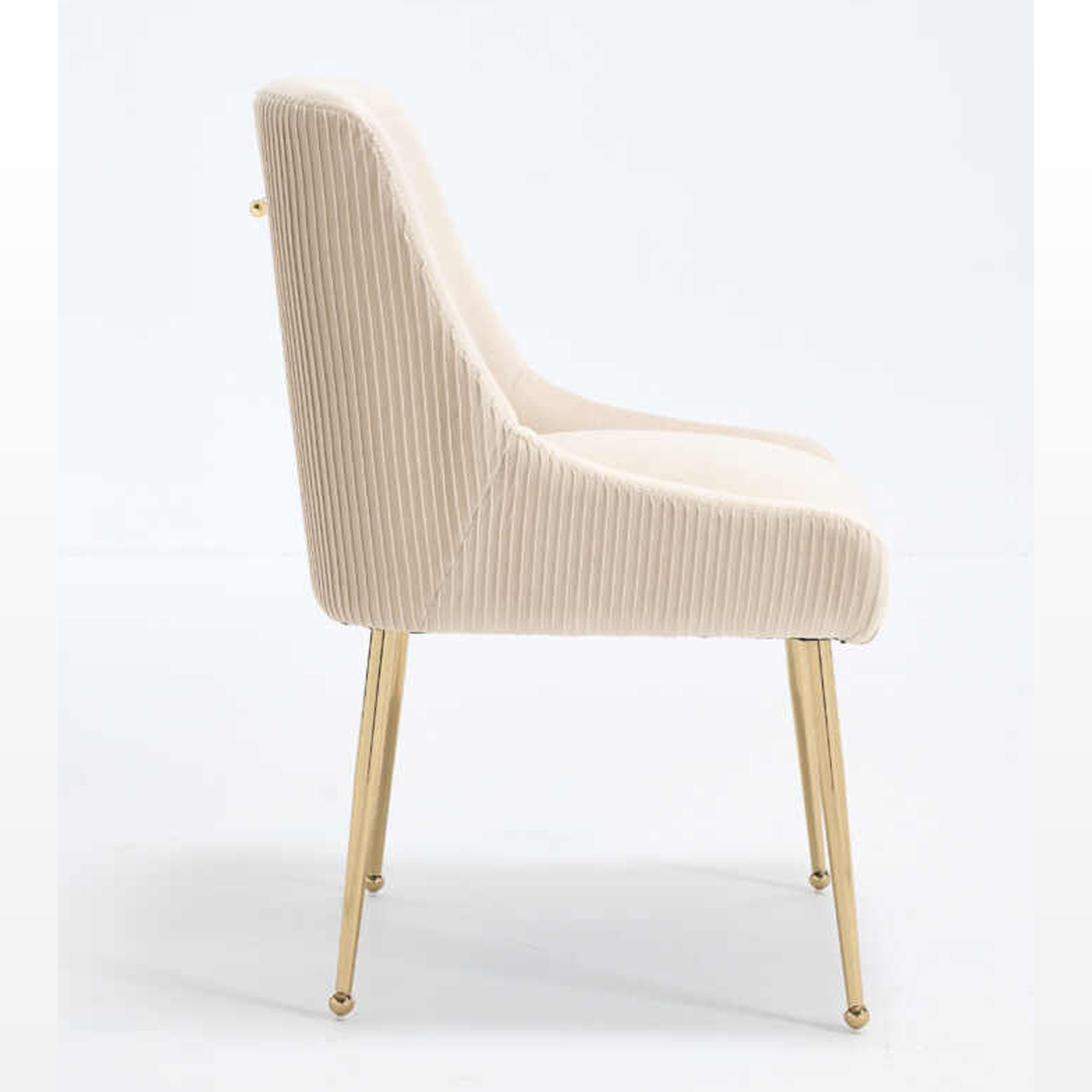 Elara Modern Velvet Accent Side Chair with Pleated Back Pull Handle Cream With Gold Legs3 Elara Modern Velvet Accent Side Chair With Pleated Back, Pull Handle - Cream With Gold Legs