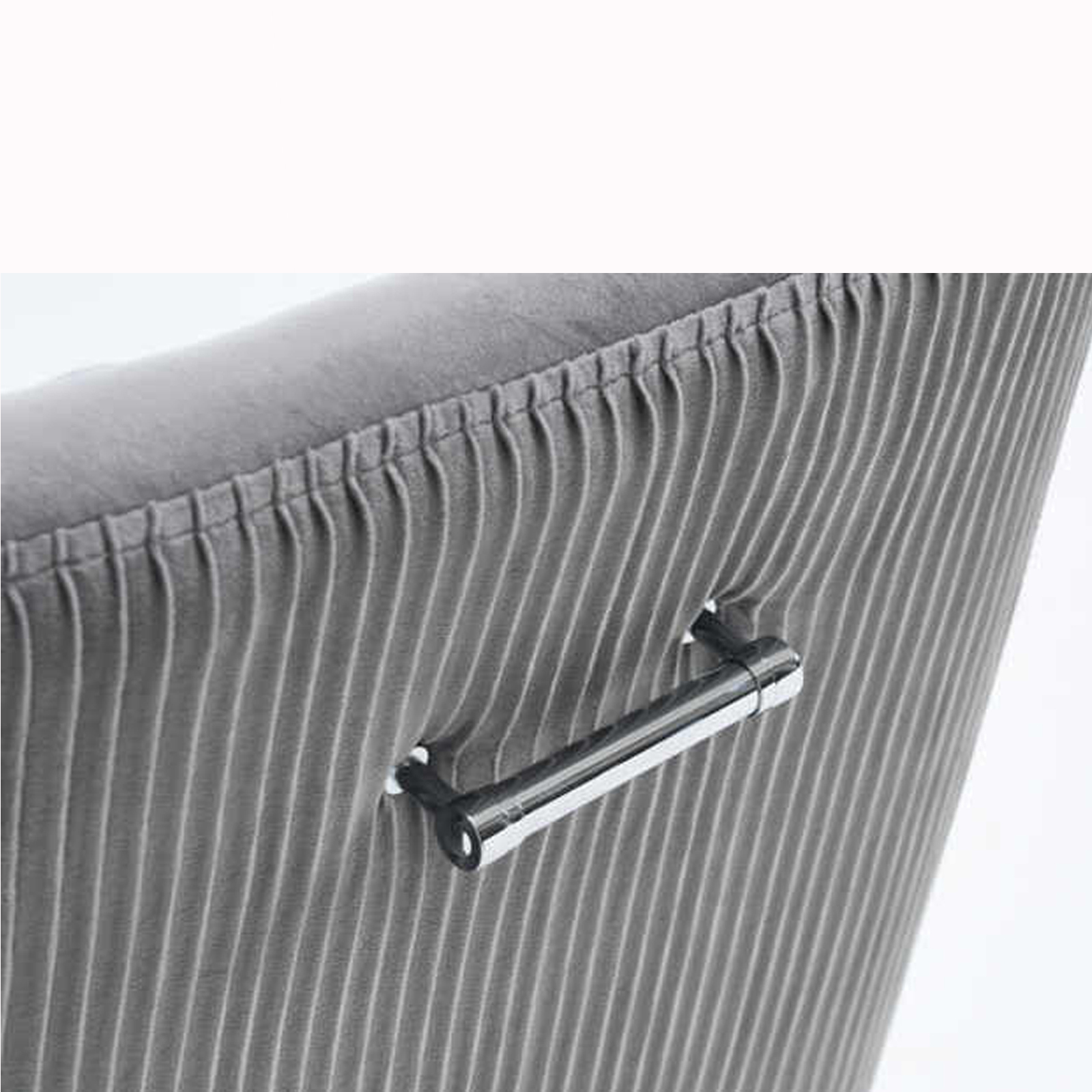 Elara Modern Velvet Accent Side Chair with Pleated Back, Pull Handle – Grey with Chrome Legs2 Elara Modern Velvet Accent Side Chair With Pleated Back, Pull Handle - Grey with Chrome Legs