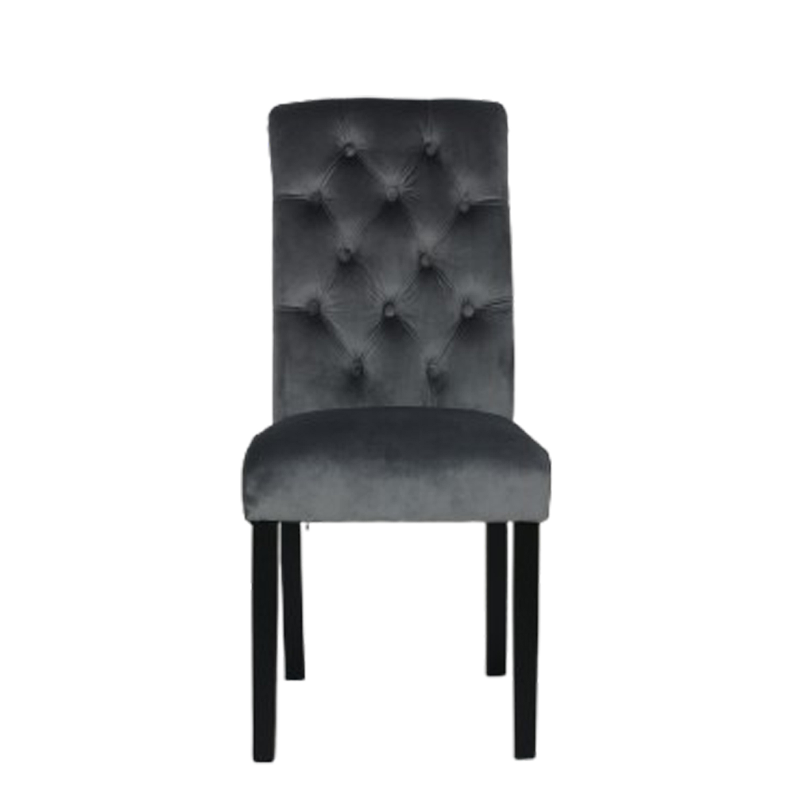 French Provincial Accent Velvet Dinning Chair Straight Back - Grey Velvet