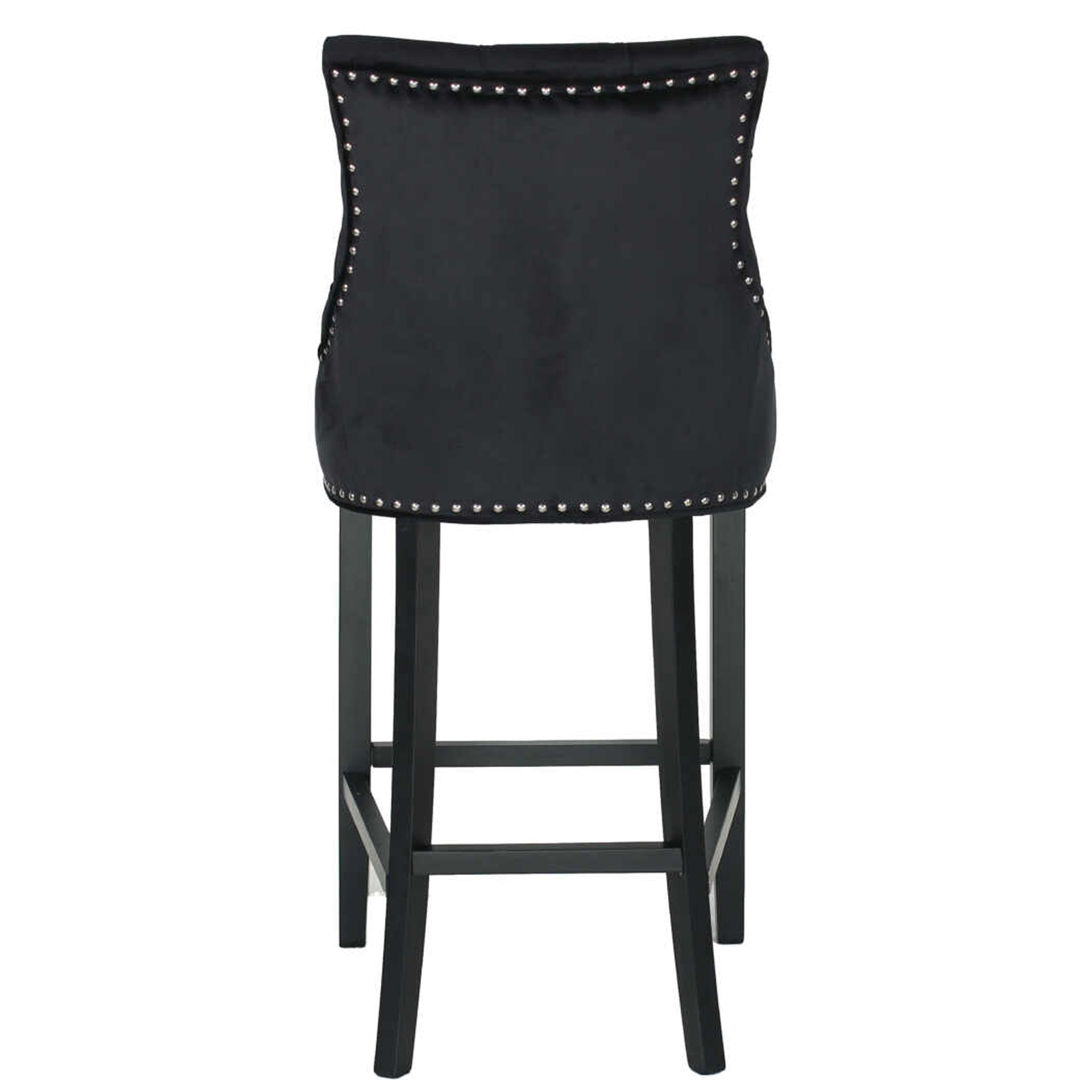 Zara French Accent Luxury Velvet Barstool With Black Solid Legs - Black