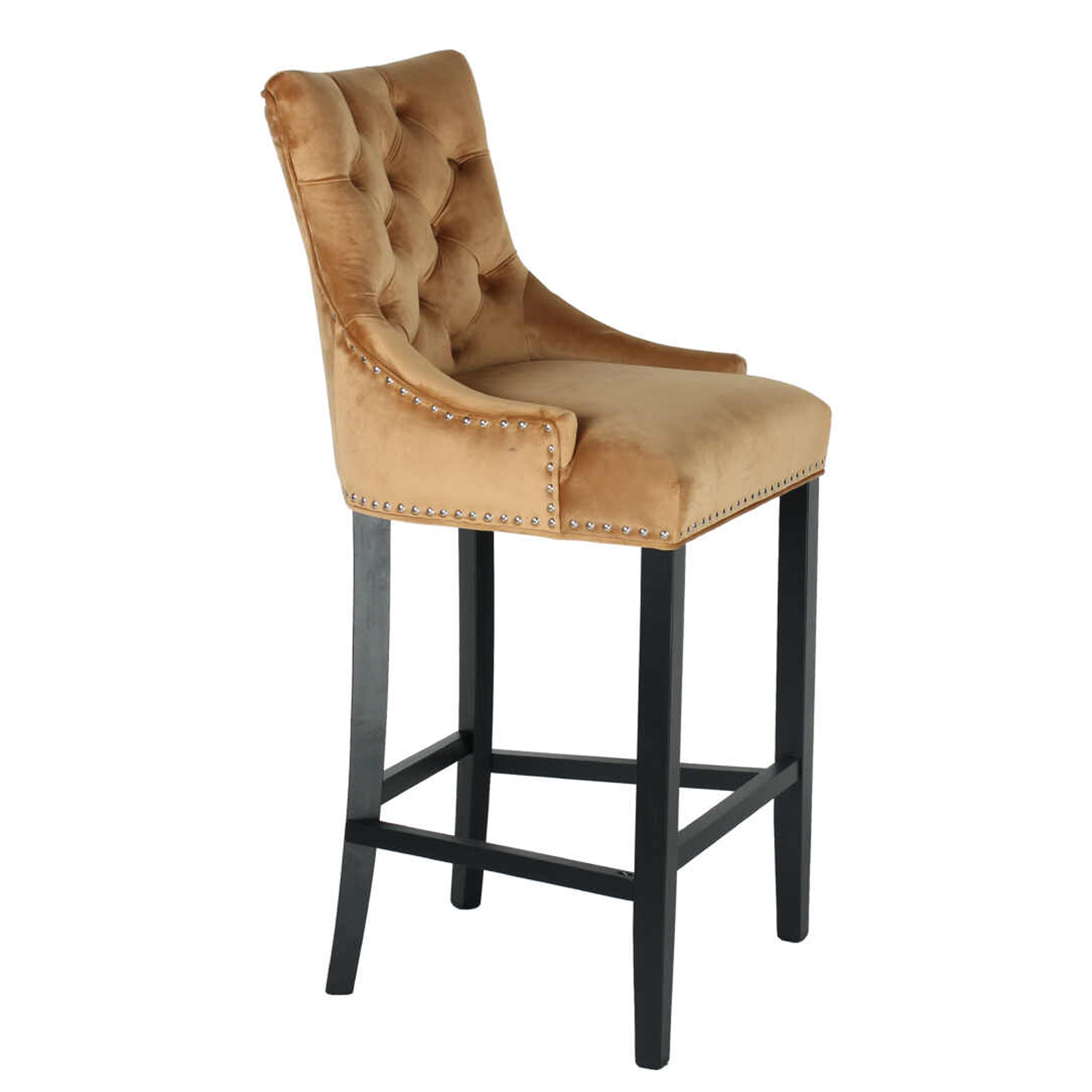 Zara French Accent Luxury Velvet Barstools Breakfast Stool with Black Solid Legs – Tan Brown1 Zara French Accent Luxury Velvet Barstool With Black Solid Legs - Tan Brown
