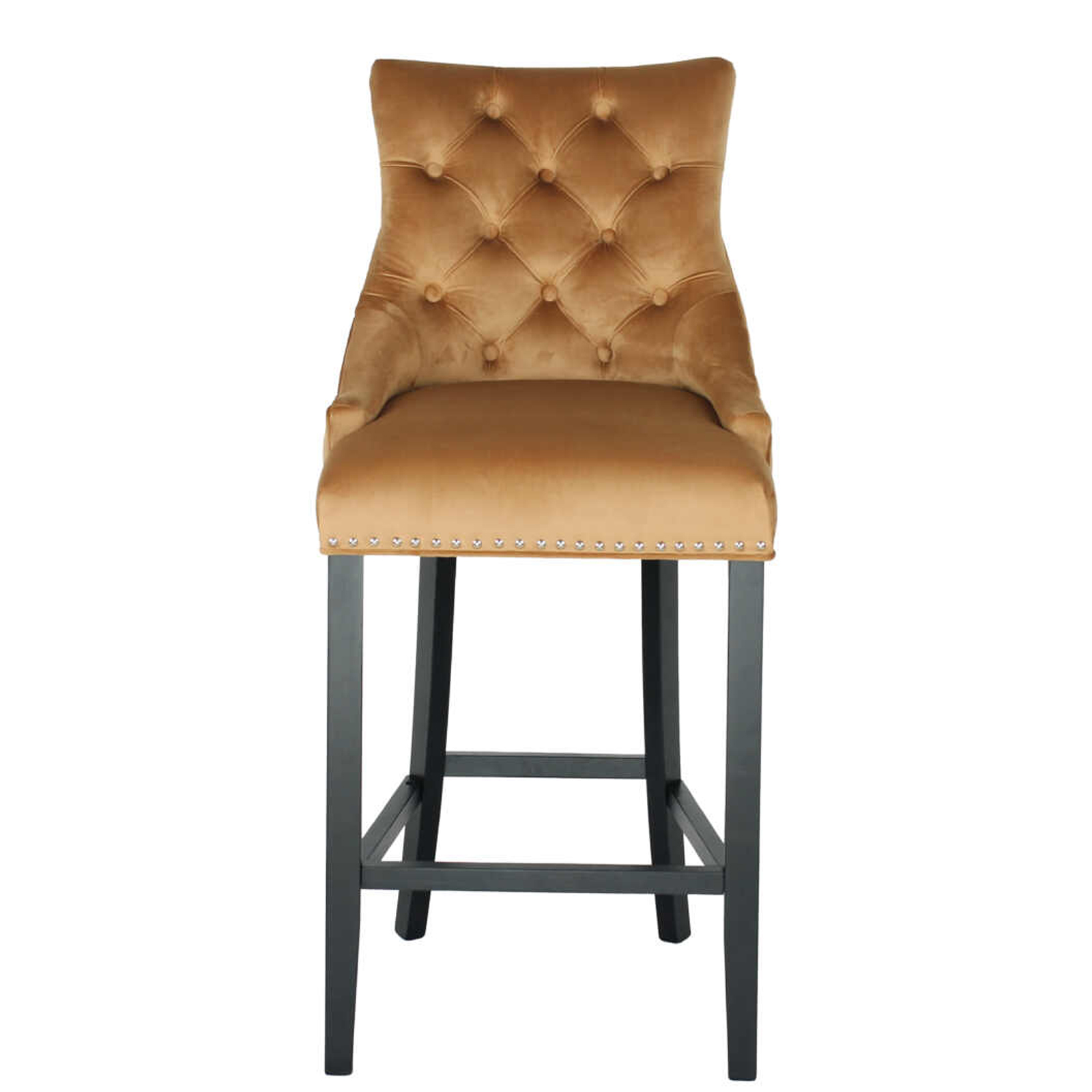 Zara French Accent Luxury Velvet Barstools Breakfast Stool with Black Solid Legs – Tan Brown5 Zara French Accent Luxury Velvet Barstool With Black Solid Legs - Tan Brown