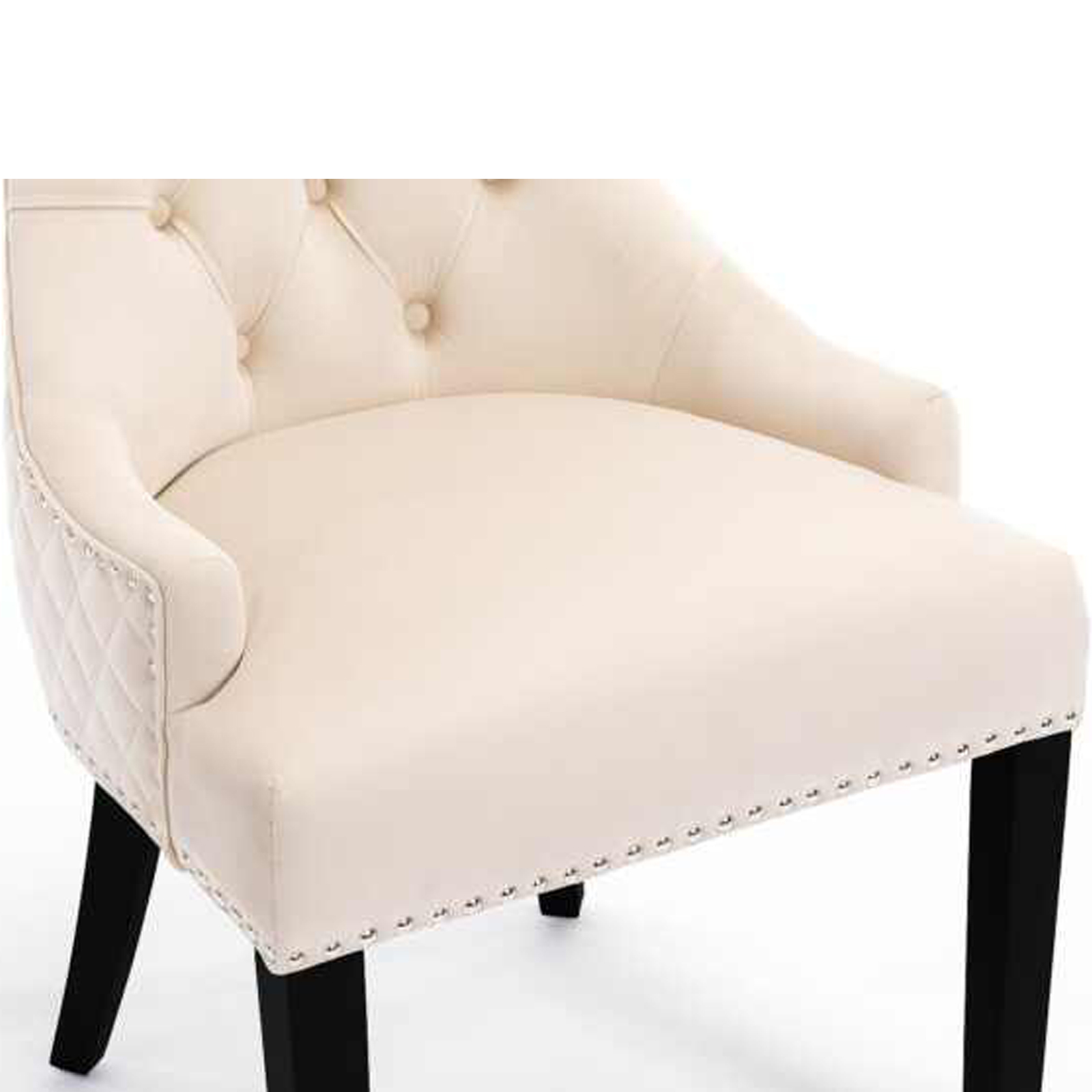 Zara French Luxury Provincial Accent Dinning Chair Black Solid Wood Legs - Cream Velvet