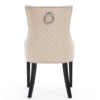 Zara French Luxury Provincial Accent Dinning Chair Black Solid Wood Legs - Cream Velvet