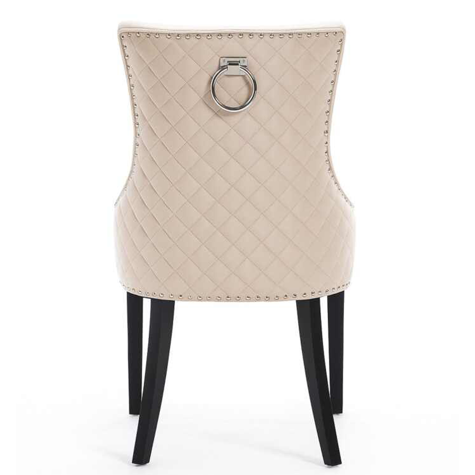 Zara French Luxury Provincial Accent Dinning Chair Black Solid Wood Legs - Cream Velvet