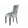 Zara French Luxury Provincial Accent Dinning Chair Black Solid Wood Legs - Grey Velvet