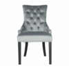 Zara French Luxury Provincial Accent Dinning Chair Black Solid Wood Legs - Grey Velvet
