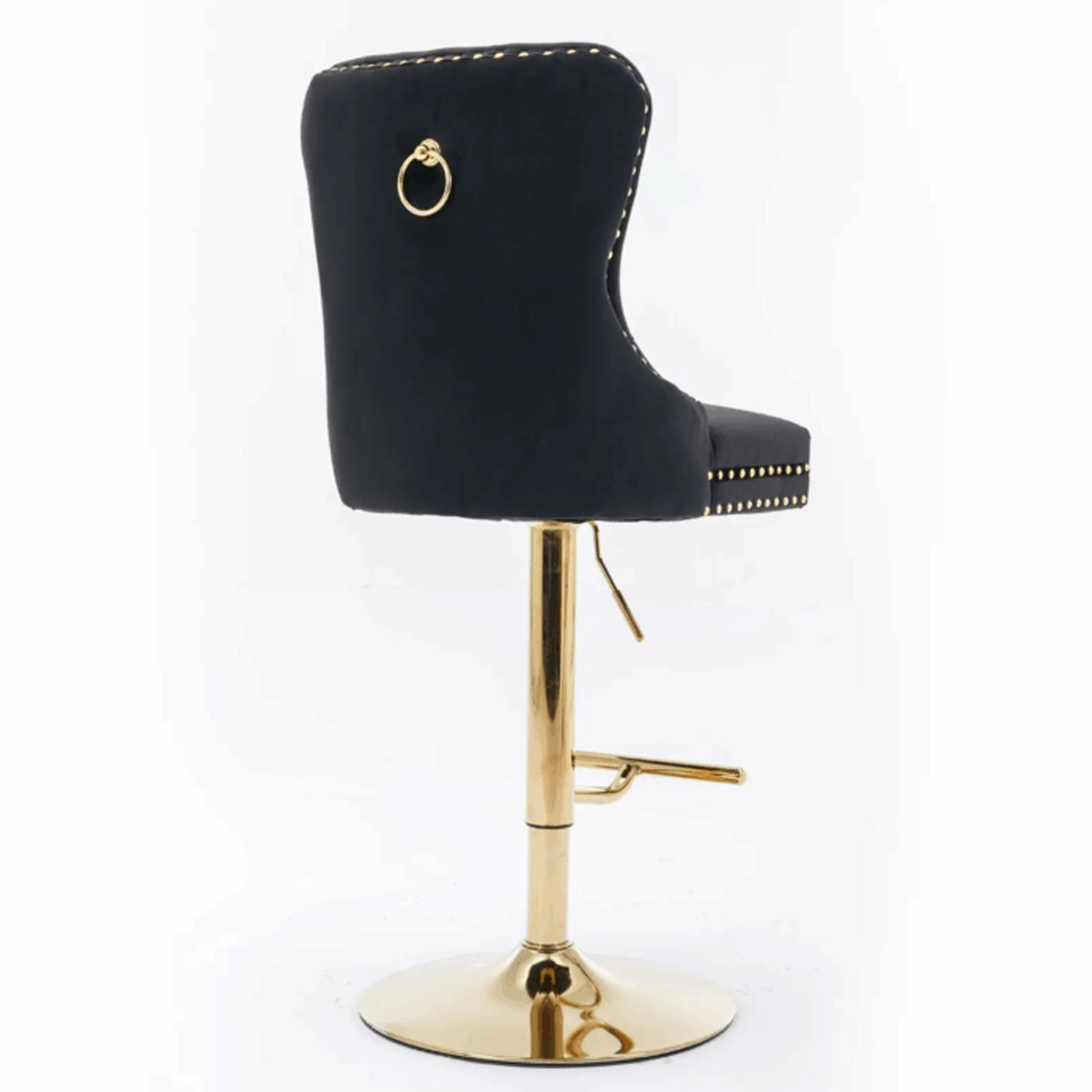 Zara Luxury Height Adjustable Bar Stool – Black with Gold Legs3