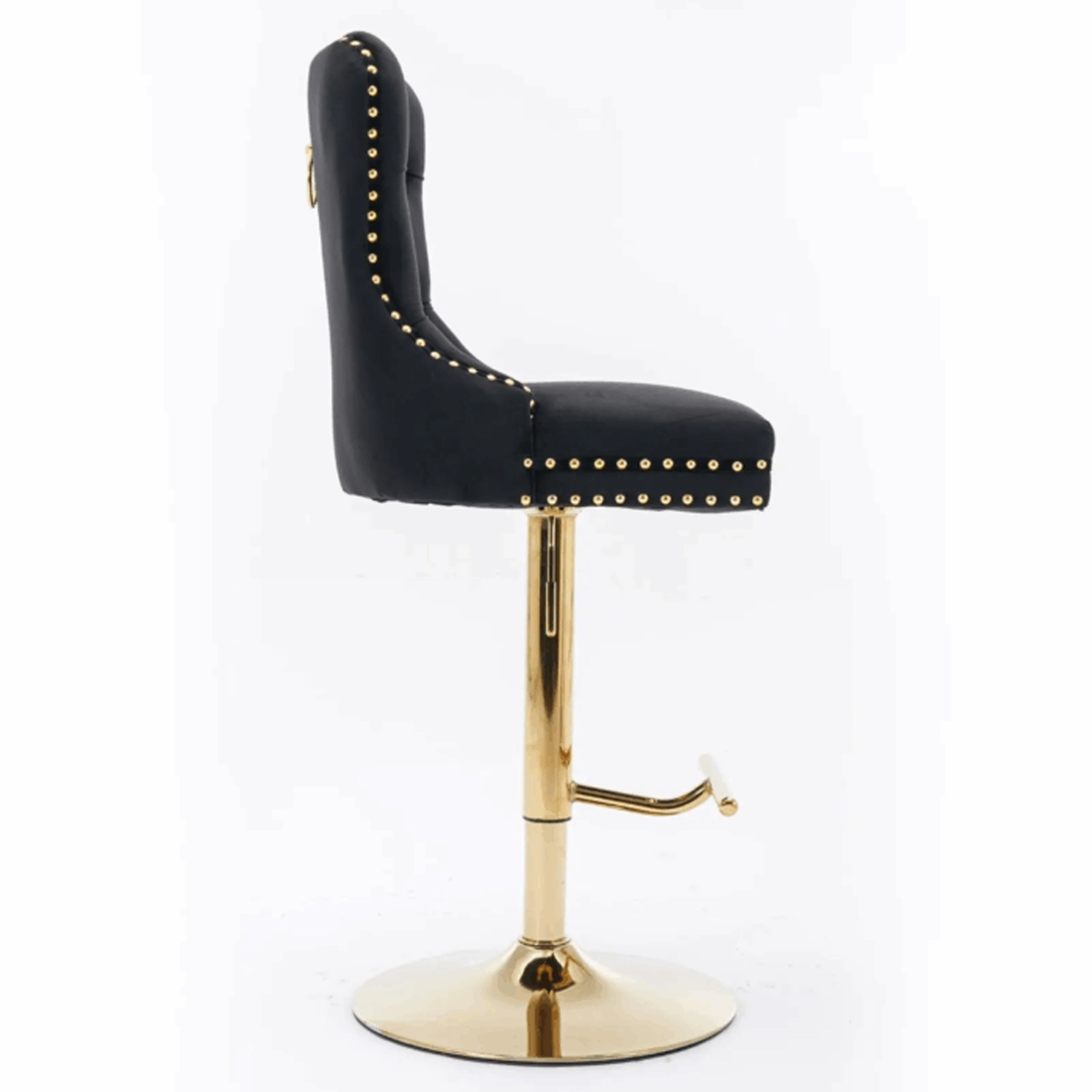 Zara Luxury Height Adjustable Bar Stool – Black with Gold Legs4