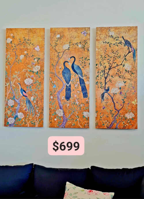 Elegant Harmony 3-Piece Bird & Floral Wall Art