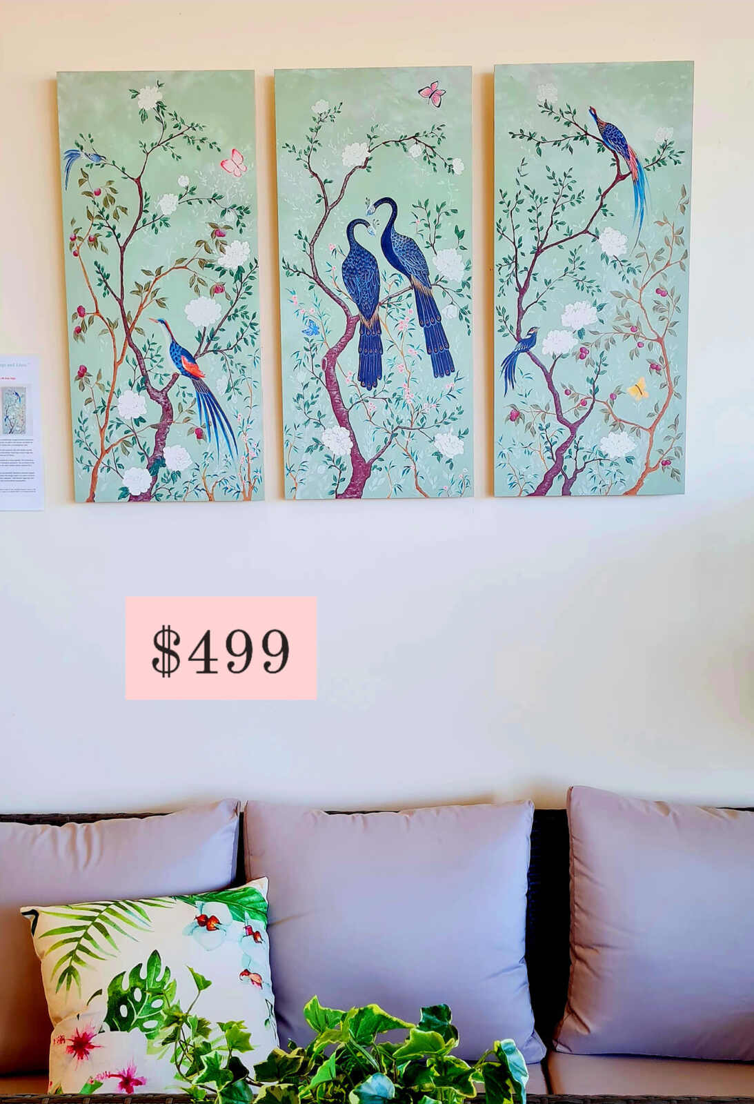 Tranquil Garden 3-Piece Wall Art – Birds & Blossoms